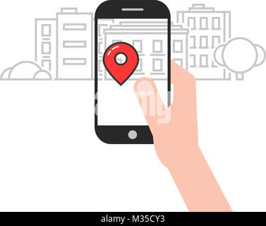 Geo localizzazione servizio mobile app Illustrazione Vettoriale