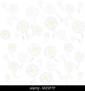 Margherite su illustrazione vettoriale per biglietti d'auguri. Illustrazione Vettoriale