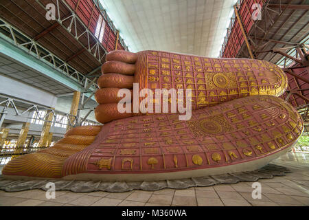 Chauk Htat Gyi Buddha reclinato (occhio dolce Buddha a Yangon, Myanmar Foto Stock