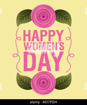 Felice womens day card invito Illustrazione Vettoriale