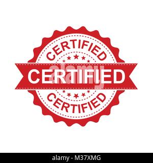 Certified grunge timbro di gomma. Illustrazione Vettoriale su sfondo bianco. Il concetto di Business certified timbro pittogramma. Illustrazione Vettoriale