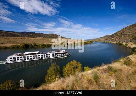 Battello da crociera sul fiume Douro, Portogallo, Europa Foto Stock