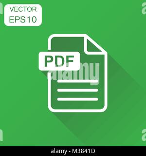 Formato PDF icona di download. Il concetto di Business pdf pittogramma. Illustrazione Vettoriale su sfondo verde con lunga ombra. Illustrazione Vettoriale