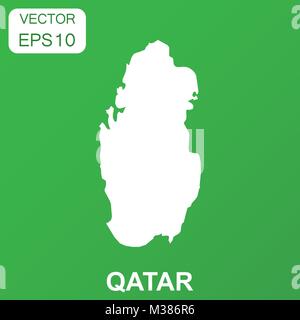 Mappa di Qatar icona. Il concetto di Business Qatar pittogramma. Illustrazione Vettoriale su sfondo verde. Illustrazione Vettoriale