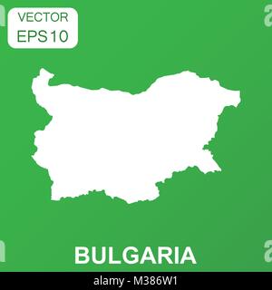 La Bulgaria icona della mappa. Il concetto di Business Bulgaria pittogramma. Illustrazione Vettoriale su sfondo verde. Illustrazione Vettoriale