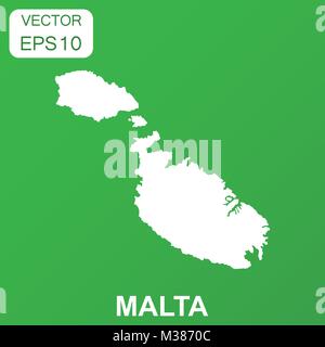 Mappa di Malta e la relativa icona. Il concetto di Business Malta pittogramma. Illustrazione Vettoriale su sfondo verde. Illustrazione Vettoriale