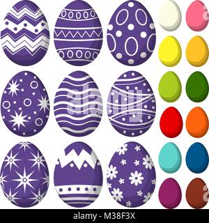 Colorata viola ultra violet pasqua pattern di cioccolato di copertura insieme uovo poster. Illustrazione Vettoriale