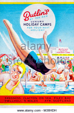 Butlin Holiday Camp pubblicità vintage 1957 Foto Stock