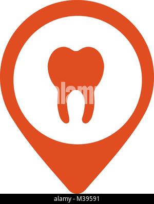 Semplice icona rossa della clinica dentale isolato su bianco. Illustrazione Vettoriale
