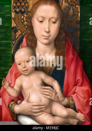Madonna e Bambino di Hans Memling (c.1430-1494), olio su pannello in legno di quercia, c.1475 Foto Stock