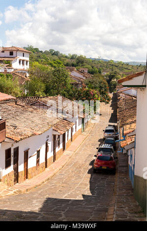 Barichara strade in Santander - Colombia. Foto Stock