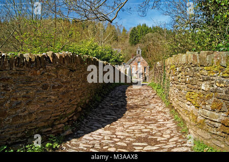 UK,Somerset,Exmoor,Bury Packhorse medievale Ponte sul Fiume Haddeo Foto Stock