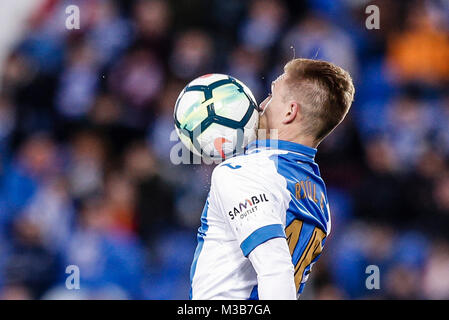 Madrid, Spagna. Il 10 febbraio, 2018. Madrid, Spagna. Il 10 febbraio, 2018. Raul Garcia (Leganes FC) controlla la sfera La Liga match tra Leganes FC vs SD Eibar All'Municipal de Butarque stadium in Madrid, Spagna, 10 febbraio 2018. Credito: Gtres Información más Comuniación on line, S.L./Alamy Live News Foto Stock