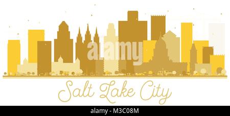 Salt Lake City USA Utah skyline della città golden silhouette. Illustrazione Vettoriale. Piatto semplice concetto per il turismo presentazione, banner, cartellone o sito web Illustrazione Vettoriale