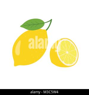 Vettore di limone. Limone fresco frutta, raccolta di illustrazioni vettoriali Illustrazione Vettoriale