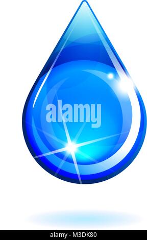 Blue Water drop su sfondo bianco Illustrazione Vettoriale