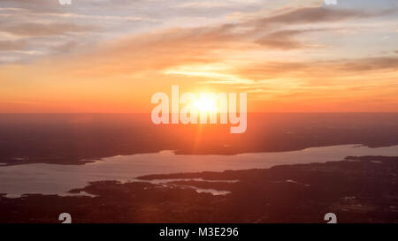 Vista aerea del tramonto sul piano terra del Texas Foto Stock