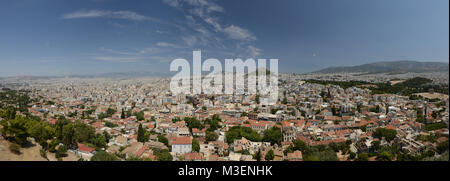 Vista sull'acropoli su Atene, Grecia prese nel 2015 Foto Stock