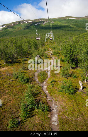 Seggiovia per Monte Njulla, Abisko National Park (istituito nel 1909), Norrbotten County, Svezia Foto Stock