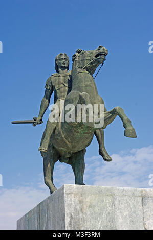 Alessandro il Grande scultura di Salonicco, Grecia Foto Stock