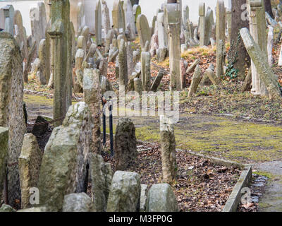 Vecchio Cimitero Ebreo dal 1787, Praga - Zizkov, Repubblica Ceca Foto Stock