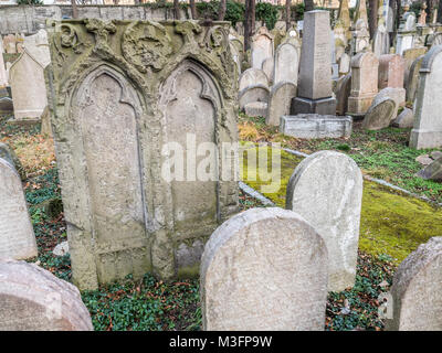 Vecchio Cimitero Ebreo dal 1787, Praga - Zizkov, Repubblica Ceca Foto Stock