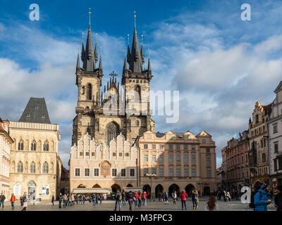 Praga, Repubblica Ceca - 29 Gennaio 2018: Vecchio Municipio in piazza della Città Vecchia Foto Stock