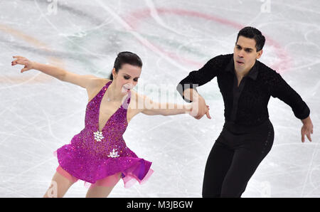 Gangneung, Corea del Sud, 11 febbraio 2018. Anna Cappellini e Luca Lanotte dell Italia in azione durante la danza su ghiaccio programma breve alle Olimpiadi in Gangneung, Corea del Sud, 11 febbraio 2018. Foto: Peter Kneffel/dpa/Alamy Live News Foto Stock