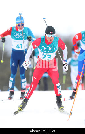 Pyeongchang, Corea del Sud. Xi Febbraio, 2018. Keishin Yoshida (JPN) Sci di fondo : uomini Skiathlon (15C 15F) a Alpensia Sci di fondo centro durante il PyeongChang 2018 Giochi Olimpici Invernali di Pyeongchang, Corea del Sud . Credito: YUTAKA AFLO/sport/Alamy Live News Foto Stock