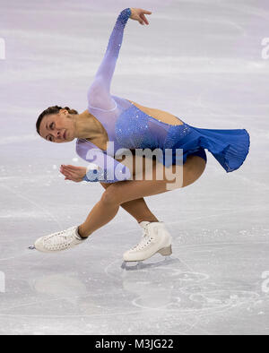 Gangneung, Corea del Sud. Xi Febbraio, 2018. NICOLE SCHOTT di Germania compete durante l'evento di Team Ladies pattinaggio singolo programma a breve a PyeongChang 2018 Giochi Olimpici Invernali a Gangneung Ice Arena. Credito: Paolo Kitagaki Jr./ZUMA filo/Alamy Live News Foto Stock