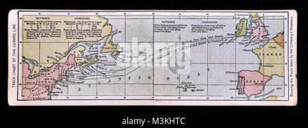 1882 Bradstreet Mappa Atlas - Traccia il grafico della Cunard Line - spedizione transatlantica - Boston a Liverpool Foto Stock