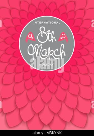 8 marzo. La Giornata internazionale della donna. Alla moda di 3D modello a strati. Floral background stilizzato. Illustrazione Vettoriale Illustrazione Vettoriale