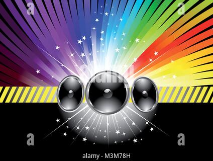 Discoteca modello di pagina di intestazione da rainbow; clip-art Illustrazione Vettoriale