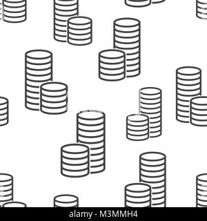 Soldi monete seamless pattern icona sfondo. Appartamento Business illustrazione vettoriale. Segno di monete modello di simbolo. Illustrazione Vettoriale