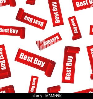 Best Buy sticker seamless pattern sfondo. Appartamento Business illustrazione vettoriale. Best Buy shopping segno modello di simbolo. Illustrazione Vettoriale