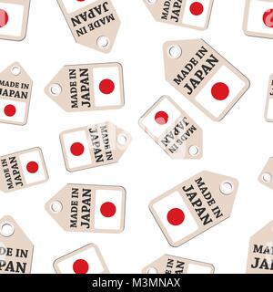 Hang tag made in Japan adesivo con bandiera seamless pattern sfondo. Appartamento Business illustrazione vettoriale. Made in Japan segno modello di simbolo. Illustrazione Vettoriale