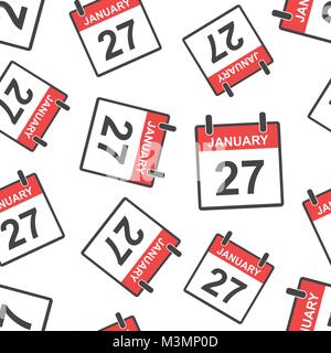 Gennaio 27 calendario pagina seamless pattern sfondo. Appartamento Business illustrazione vettoriale. Gennaio 27 segno modello di simbolo. Illustrazione Vettoriale