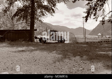 Un antico carrello vicino Hedley, British Columbia Foto Stock