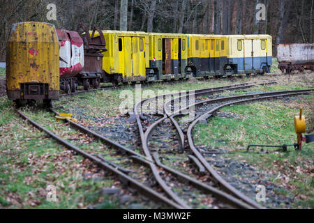 Il mio treno con carri passeggero, visitatore del mio Grube Fortuna, Solms, Germania Foto Stock