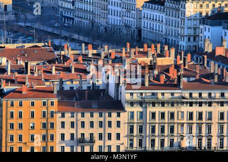 Vista aerea del centro storico di Lione, Francia Foto Stock