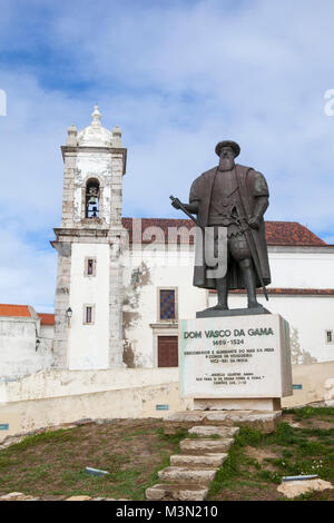 Un monumento di Vasco de Gama di Sines in Portogallo Foto Stock