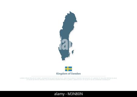Regno di Svezia mappa isolato e bandiera ufficiale icona. vettore politico svedese mappe logo. Svedese geographic modello di pagina di intestazione. viaggi e business conce Illustrazione Vettoriale