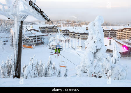 La stazione sciistica di Ruka in Finlandia Foto Stock