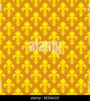 Royal gigli araldici (Fleur de Lis) - Goldish seamless pattern, sfondo. Illustrazione Vettoriale