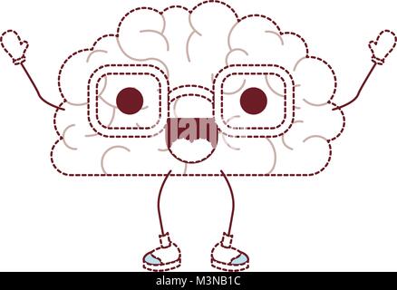 Cervello di fumetti kawaii carattere Illustrazione Vettoriale