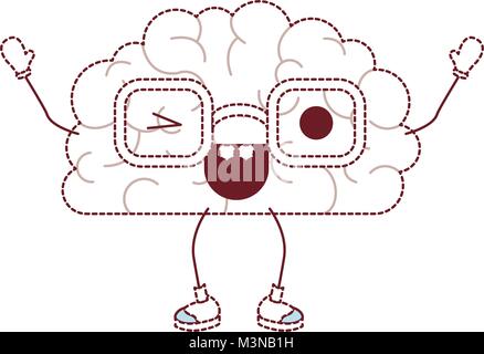 Cervello di fumetti kawaii carattere Illustrazione Vettoriale