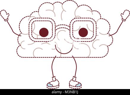 Cervello di fumetti kawaii carattere Illustrazione Vettoriale