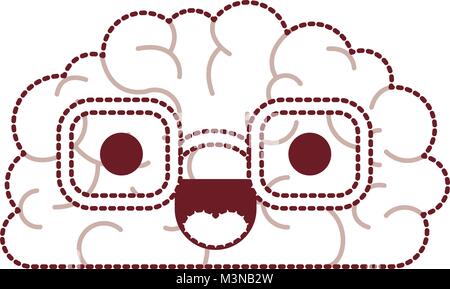 Cervello di fumetti kawaii carattere Illustrazione Vettoriale