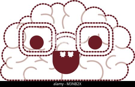 Cervello di fumetti kawaii carattere Illustrazione Vettoriale