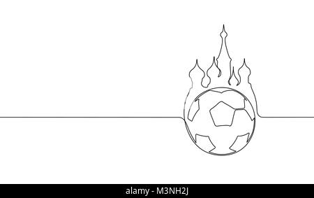 Singola linea continua arte Russia quadrato rosso calcio silhouette a sfera. Finale di Campionato gioca il design del gioco uno schizzo schizzo illustrazione vettoriale Illustrazione Vettoriale